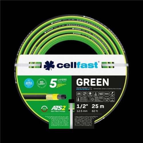 CELLFAST Locsolótömlő 5 rétegű GREEN 1/2" 25 m Öntöző Akció