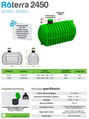 25000 L RoTerra esővízgyűjtő tartály