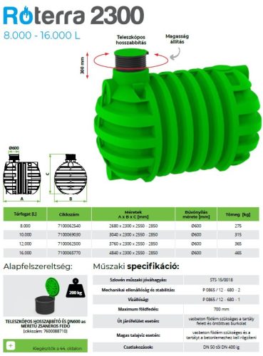 16000 L RoTerra esővízgyűjtő tartály