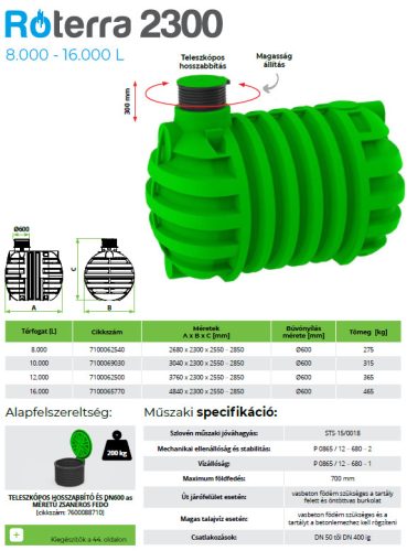 16000 L RoTerra esővízgyűjtő tartály