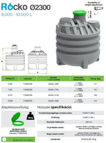 6000 L RoCko függőleges esővízgyűjtő víztartály