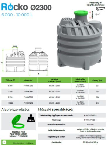 6000 L RoCko függőleges esővízgyűjtő víztartály