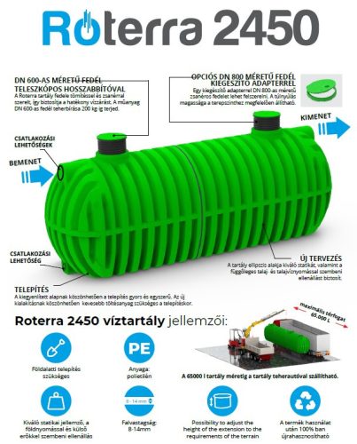 45000 L RoTerra 2450 esővízgyűjtő, tüzivíz tartály