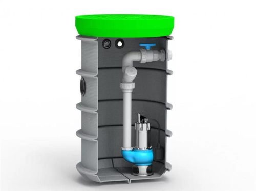 RoPump Ø600 x 1500 szennyvízátemelő szivattyúállomás egy Pentax DG102G szivattyúval