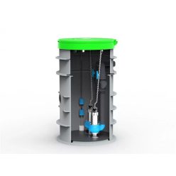 RoPump Ø800 x 1500 szennyvízátemelő szivattyútelep 2 x Pentax DG102 szivattyúval