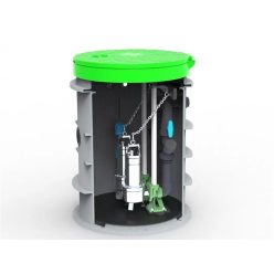 RoPump Ø800 x 1200 szennyvízátemelő szivattyútelep 2 x DAB FEKA VS 1000 szivattyúval