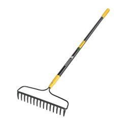 JOHN DEERE R-15AM-FX-JD 15 fogú kovácsolt íves gereblye, 150 cm-es üvegszálas nyéllel, gumírozott ma