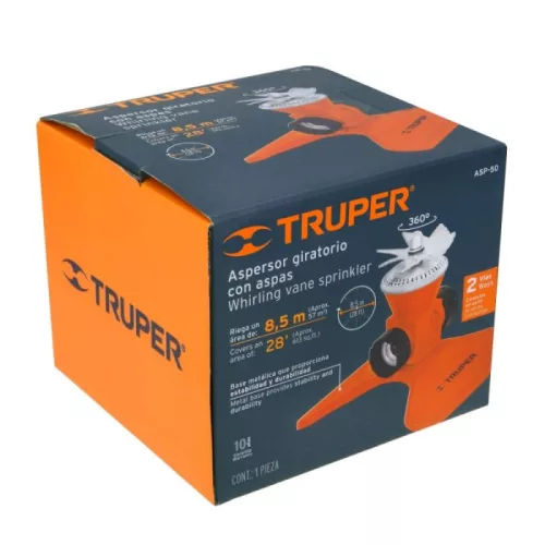 TRUPER ASP-50 Forgó öntöző fém talppal, sorolható, 8,5 m, 360° (10329)