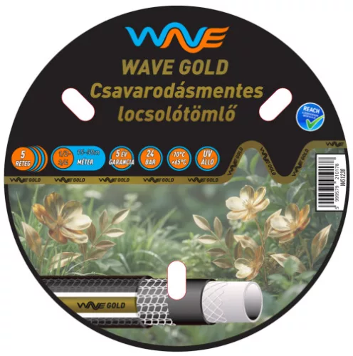 WAVE GOLD 5 rétegű szöveterősítésű csavarodásmentes kerti locsolótömlő, 1/2" 15m (WG1215) (TFA)