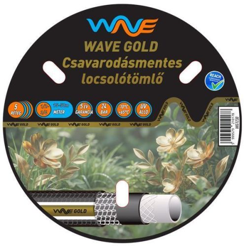 WAVE GOLD 5 rétegű szöveterősítésű csavarodásmentes kerti locsolótömlő, 3/4" 30m (WG3430) (TFA)