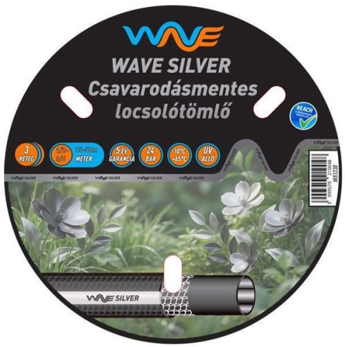 WAVE SILVER 3 rétegű szöveterősítésű csavarodásmentes kerti locsolótömlő, 1/2" 20m (WS1220) (TFA)