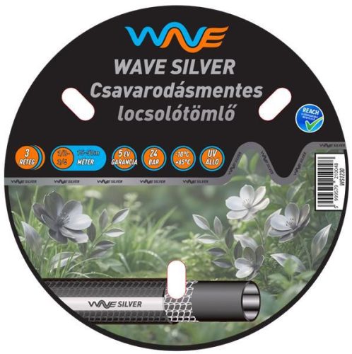 WAVE SILVER 3 rétegű szöveterősítésű csavarodásmentes kerti locsolótömlő, 3/4" 20m (WS3420) (TFA)