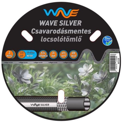 WAVE SILVER 3 rétegű szöveterősítésű csavarodásmentes kerti locsolótömlő, 3/4" 30m (WS3430) (TFA)
