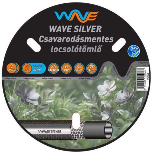 WAVE SILVER 3 rétegű szöveterősítésű csavarodásmentes kerti locsolótömlő, 3/4" 50m (WS3450) (TFA)